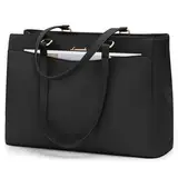 LOVEVOOK Laptoptasche Damen 15,6 Zoll, Leicht Aktentasche Arbeitstasche Handtasche Groß, Elegant Laptop Bag Business Shopper Tasche Lehrertasche Schultertasche Women für Uni Schule Büro, Schwarz