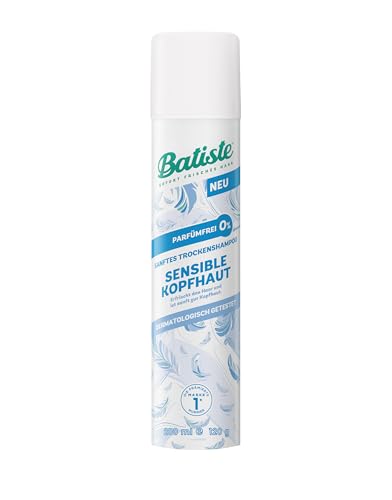 Batiste Trockenshampoo, Sensible Kopfhaut LEICHTER DUFT, Trockenshampoo ohne Farbstoffe, Parabene und Sulfate für empfindliche Haut und Kopfhaut, 200 ml