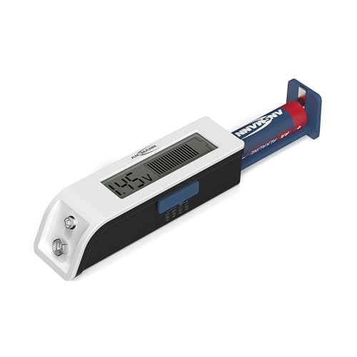 ANSMANN Batterietester für Akkus & Batterien AAA, AA, C, D, 9V, Li-Ion, Knopfzellen uvm. Batterieprüfer, schnelle & einfache Anzeige des Ladestatus, kompakt und zuverlässig für Zuhause & unterwegs