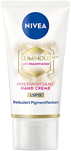 NIVEA Luminous 630 Hand Creme LSF15 (50 ml), Pflegecreme reduziert Pigmentflecken und beugt der Neuentstehung vor, hochwirksame Anti-Pigmentflecken Creme für die Hände