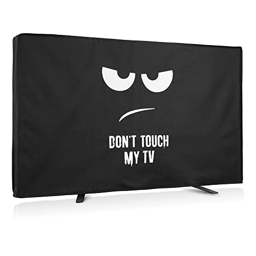 kwmobile kompatibel mit 55" TV Outdoor TV Abdeckung - Fernseher Hülle Bildschirmschutz - wetterfest - Weiß Schwarz Don't Touch My TV