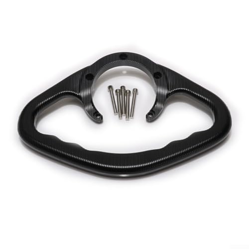 CNC Aluminium Motorrad Tank Haltegriff Beifahrersicherheit Handgriff Bar für FZ1 FZ6 R1 R6 MT-03 MT-07 XJ6 mit rutschfestem Design Installationsset (schwarz)