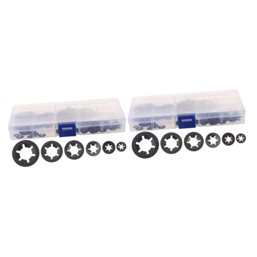 Mobestech 680 Stk Interne Zahnscheibe ausstecher rentier sortiment box rostfrei schwarze Clips Sternsicherungsscheiben mit schwarzem Oxid-Finish Unterlegscheiben-Sortiment innere Zahnscheibe