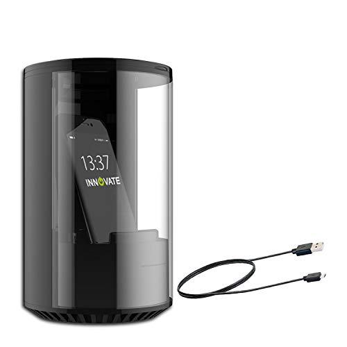 INNOVATE - Ozon Desinfektionsbox, Sterilisator, Desinfektionsgerät für Handy, Schlüssel, Smartphone, Schmuck, Brille UVM., LED Beleuchtung, USB-Kabel, USB-Port