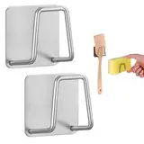 Oykrueats 2 Stück Schwammhalter Küche Silber,Schwammhalter Spülbecken Edelstahl, Selbstklebend Sponge Holder Kitchen Sink,Multi Küchenschwammhalter für Haushalt Küchen Bad Lagerung und Organisation