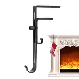 Qurygin Girlande Halter für Kaminsims, 2 in 1 Metallhaken für Girlande, Verstellbare Weihnachtsstrumpf Girlande Haken, Kein Bohren Girlande und Strumpfhalter für Kamin, Esstisch, Fensterbank