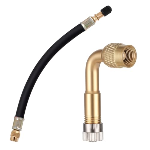 KALIONE Reifenventil Verlängerung, 90 Grad und 215mm Ventilverlängerung, Autoventil Adapter, Flexible Gummi Reifen Ventil Extender, Reifenventil-Adapter für Auto Motorrad, Rennrad Fahrrad Scooter