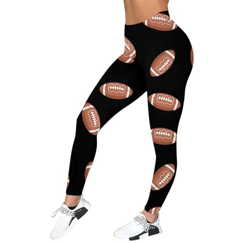 Generisch Jogpants Damen Sommer Damen Casual Comfort Rugby Bedruckte Leggings Hose Bottoms Hosebedruckte Damen Freizeithosen Hosen Boho Strandhosen Relax Hose Damen (Black, XL)