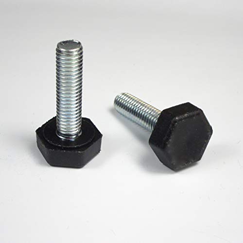 ajile - Stellfuß mit 19 mm Sechskant-Stellfläche aus Kunststoff SCHWARZ und M8 x 30 Gewindestift aus Verzinktem Stahl - 8 Stck. - PRH830x8-FBA