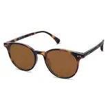 SOJOS Polarisiert Runde Sonnenbrille Damen Herren Retro Vintage UV400 Schutz Runde Kleine für Schmales Gesicht MAY SJ2113 mit Dunkelschildkröte Rahmen/Braune Linse