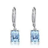 LOKILOKI Echte 925 Sterling Silber Himmelblau Topas Ohrringe Elegante Edelstein Hochzeit Verlobungsschmuck Für Frauen Geschenke