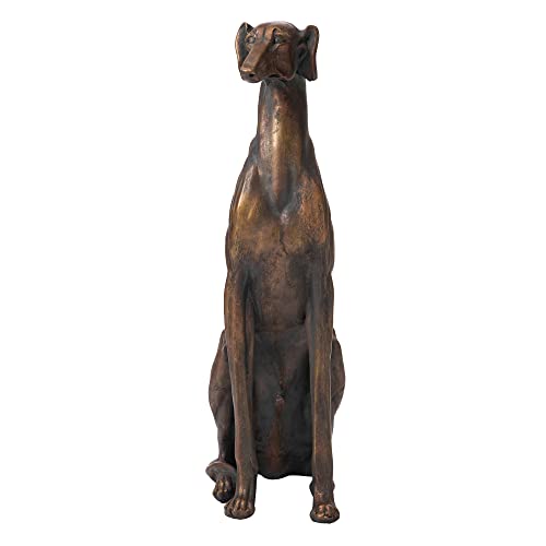 glitzhome Gartenskulptur für Hunde, Bronze, Windhund, 76 cm hoch, rechts