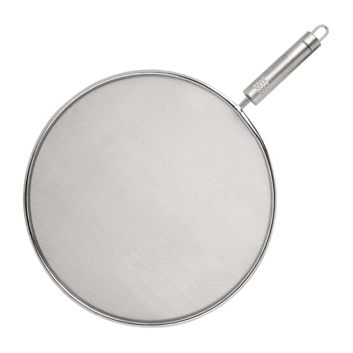 Fackelmann Opal Splatter Screen 29cm, Cooking Splatter Guard for Frying Pan, Grease Splash Guard, Stainless Steel Extra Fine Mesh, 42.5x29x2.5cm, Silver