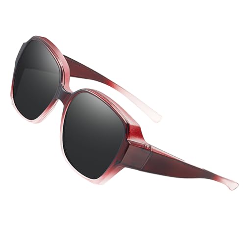Überzieh-Sonnenbrille – Polarisierter UV-Schutz, Rundum-Brille | Stylische Autofahrerbrille für Männer und Frauen, leichte, quadratische Überzieh-Sonnenbrille, Outdoor-Augenschutz zur Sehkorrektur