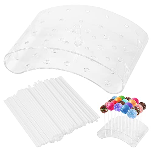Dokeno Lollipop Ständer Mit 20 Löchern - Cake Pop-Butler Mit 100 Stück Stielen - Halter Für Lutscher, Hochzeit, Geburtstag, Süßigkeitenladen