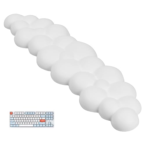 Jinlaili Handballenauflage für Tastatur, Cloud Handgelenkauflage Weiche, Tastatur Handgelenkstützen Ergonomisches, Schreibtisch Wrist, Handballenauflage Rutschfeste für Spiele Büro Zuhause, Weiß