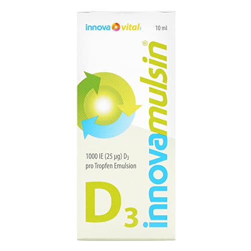 innova Mulsin® D3, Premiumpräparat Vitamin D3, 100% Bioverfügbarkeit da Emulsion| Einnahme in Tropfenform | hochdosiert deutsches Premium Produkt| 100% Geld-zurück-Garantie