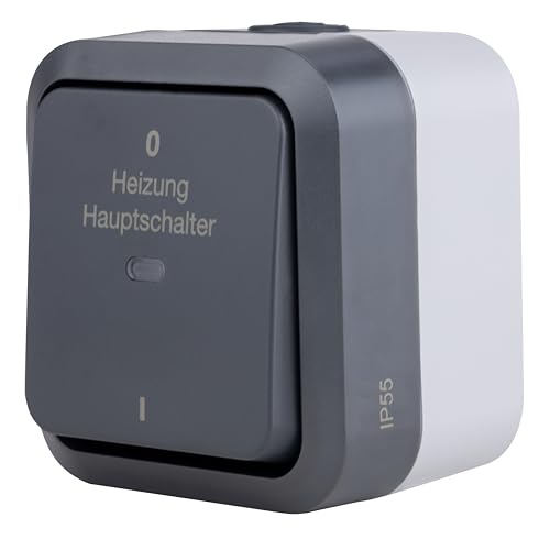 REV - AquaStorm, Heizungs-Hauptschalter Feuchtraum IP55, zweipolig, Aufputz, 230V, 10A, anthrazit