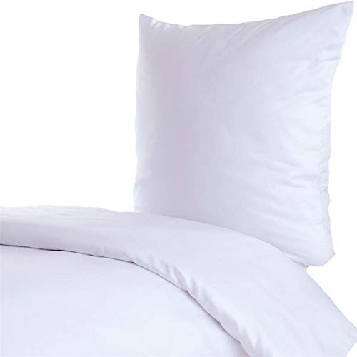 Hans-Textil-Shop Hotelbettwäsche 140x200 70x90 cm Weiß Baumwolle (Pflegeleicht, Hotelverschluss, Kochfest bis 95°, Schadstoffgeprüfter Stoff, Made in Europe)