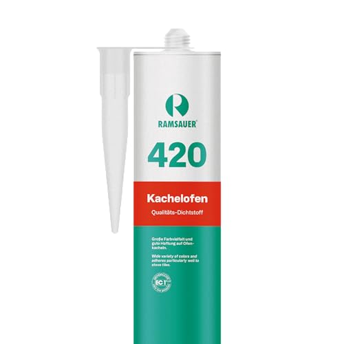 RAMSAUER 420 Kachelofen (Hellbeige) - 310ml Kartusche, Verfugen von Kachelofen & Granitofenplatten, Anschlussfugen von Kachel (-Fliesen) zum Mauerwerk, Verfugung zwischen Kamineinsatz und Mauerwerk