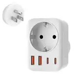 USA Adapter Steckdose, 5-In-1 Adapter USA Deutschland Stecker mit 1 AC 2 USB-C 2 USB-A (3.4A), 3750W Reiseadapter USA Adapter, EU to US Adapter für Amerika Kanada Thailand Mexiko (White/Typ B)