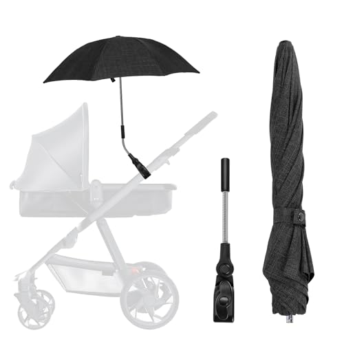 Tarswesi Universal Sonnenschirm für Kinderwagen UV Schutz, UPF50+, Sonnenschutz Regenschirm für Kinderwagen, 71 cm Durchmesser, Universalhalterung für Rund- und Ovalrohre