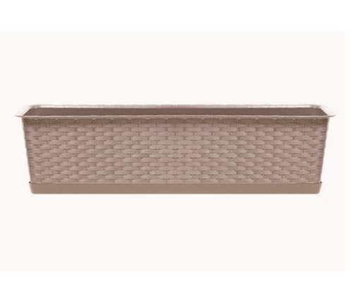 Generisch Blumenkasten Rechteckig Rattan-Optik 50, 60, 70, 80 cm Anthrazit , Mocca (Mocca, 70 cm)