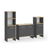 Vicco Badmöbel-Set Karli, Anthrazit/Goldkraft Eiche, 3-teilig