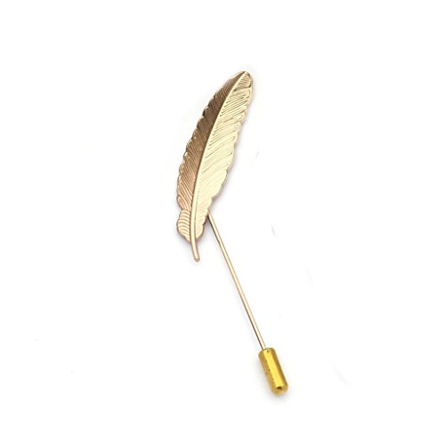 Brosche Form Herren Feder Broschen für Hemd Krawatte Hut Boutonniere Gold