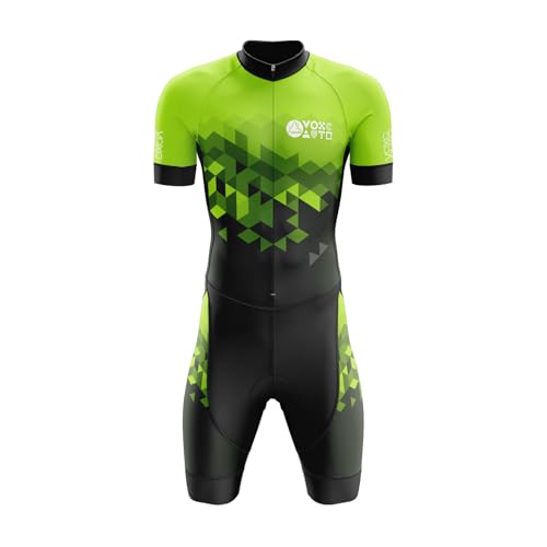 VOXCAUTQ Triathlon Anzug Herren,Trisuit Einteiler, Herren Fahrrad Skinsuit, Einteiliges Radtrikot,Herren Trikot,Elastische Rücken-Taschen Mehrfarbig XXS-6XL (3,2XL)