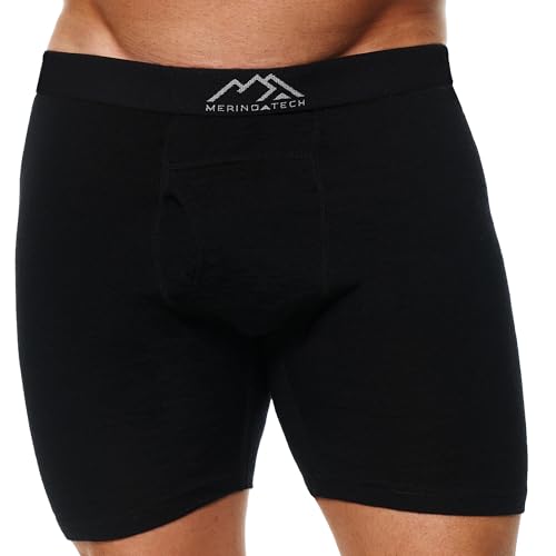 Merino.tech Unterwäsche Herren - 100% Merino Boxershorts Herren Wolle, Atmungsaktiv Und Feuchtigkeitsableitend (Medium, 1 Pack - 190 Schwarze Kohle)