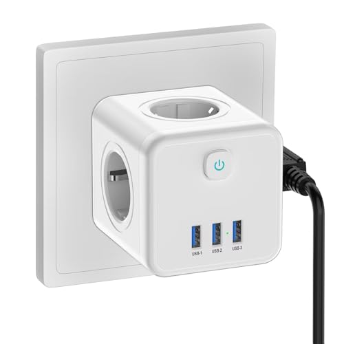 Steckdosenadapter, Steckdosen, Steckdosenleiste für Büro Hause, Weiß