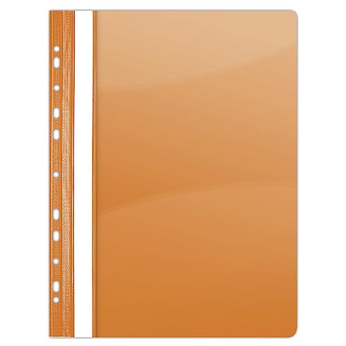 DONAU 1704001-12 Plastik Schnellhefter Gelocht A4 Orange/Sichthefter Kunststoff Strapazierfähigem PVC Hart Glasklares Deckblatt Klemmmappe für Büro und Schule/Eurolochung | 1 Stück