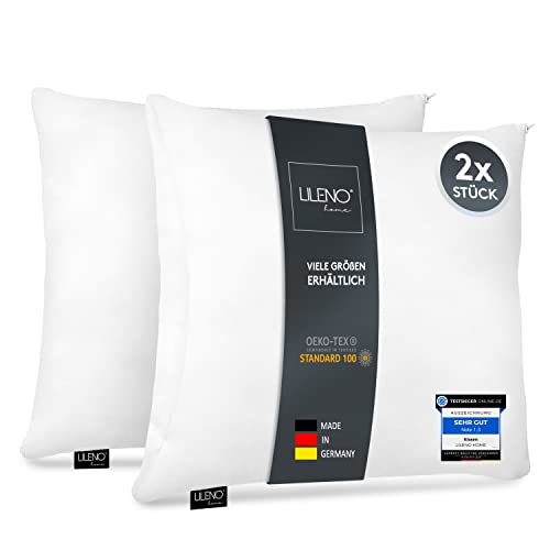 LILENO HOME Microfaser Kissen 40x40 cm [2er Set] bis 95 Grad waschbar mit Reißverschluss - Kopfkissen 40x40 cm als Kissen-Füllung für Bett oder als Deko-Kissen - Sofa-Kissen & Zier-Kissen