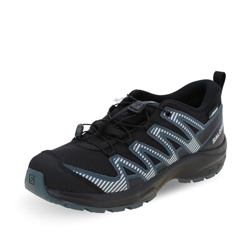 Salomon XA Pro V8 Climasalomon Waterproof Unisex Kids Hiking and Running Shoes, Precise fit, All-terrain grip, and Sporty look, Black, 7