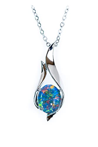 Australischer schwarzer Opal-Triplett oder massiver australischer weißer Opal – Feueropal – 11 x 8 mm echter australischer Opal-Halsketten-Anhänger in Sterlingsilber, vergoldeter Damenschmuck,