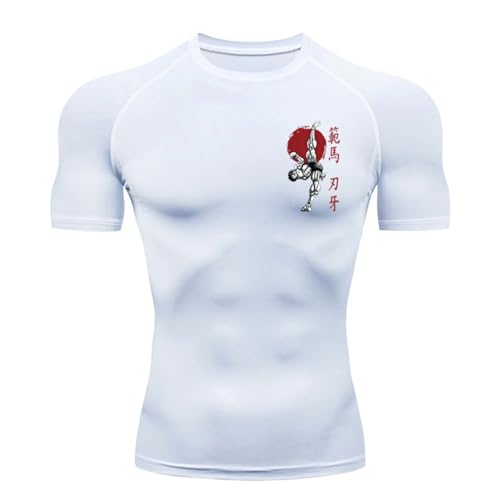 NUEKDLE Baki Print Kompressionshemden Für Männer Athletische Schnelltrocknende Tshirts Tees Tops Gym Workout Fitness Unterhemden Baselayer Rash Guard-color3||XXL