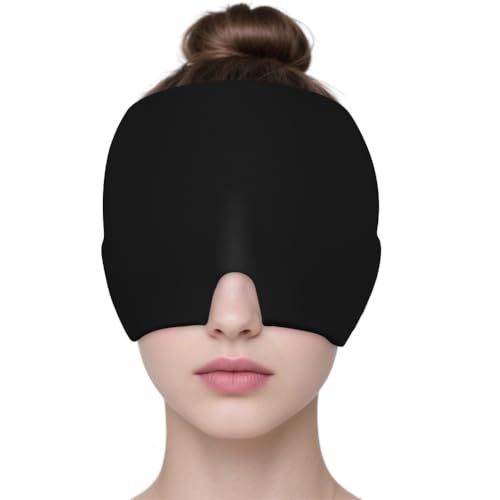 AOOWU Einlagiges Gel-Stirnband Aus Milchseide, Upgraded Migraine Relief Cap, Wiederverwendbare Migräne Mütze & Kühlmaske Migräne Kühlmütze zur Linderung von Migräne, Kopfschmerzen, Druck