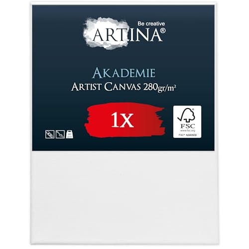 Keilrahmen Leinwand zum Bemalen 80x100 cm – Artina FSC® Leinwand Keilrahmen Leinwände für Acrylfarben Canvas 100% Baumwolle – bespannte Keilrahmen Set Leinwände zum malen Acryl Leinwand Rahmen Weiß