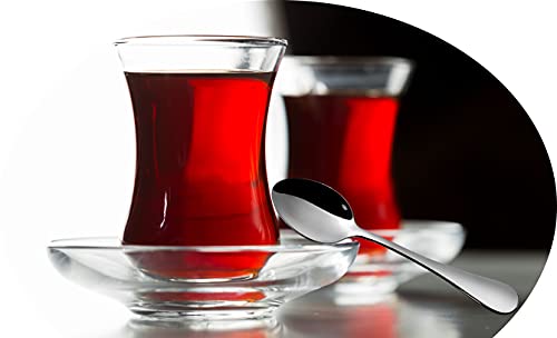 Topkapi – 18-TLG Türkisches Tee-Set Damla-Sultan, 6 Teegläser, 6 Untersetzer, 6 Teelöffel, Komplett-Set