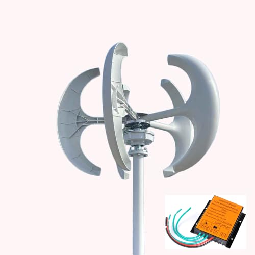 KX-ENERGIE 3-Phasiger AC Windkraftanlage Kit 600W 5-Blatt Lantern Vertikale Windturbinen kein Geräusch Windräder,12V 24V,Permanentmagnet-Generator Windgenerator mit mppt Laderegler