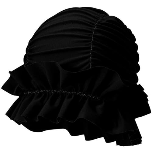 Schwimmkappe für Frauen, 10x9 '' Nylon -Schwimmkappe für Frauen, Plissierkanten, Damenbaden