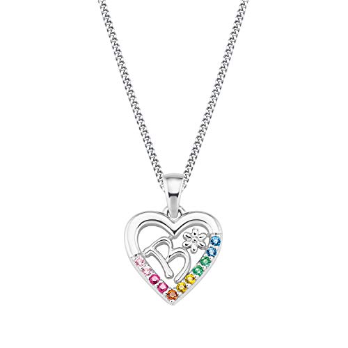 Prinzessin Lillifee Kette mit Anhänger 925 Sterling Silber Mädchen Kinder Halsschmuck, mit Zirkonia synth., 35+3 cm, Multicolor, B, Kommt in Schmuck Geschenk Box, 2027877