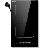 Karinear Induktionsfeld 30cm Flexzonen mit Stecker, Induktionskochfeld 2 Platten Einbau, Induktion Kochfeld mit Touch-Bedienung, 9 Leistungsstufen, Timer, Kinderverriegelung, 220-240V, 3500W