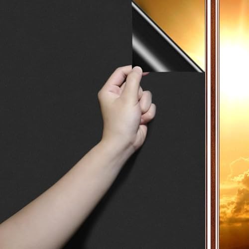DARUITE Fensterfolie Blickdicht Sichtschutzfolie Fenster Selbsthaftend Schwarz Verdunklungsfolie Für Fenster Abdunkeln Anti-UV-Schutz Folie 100% Lichtblockierung für Zuhause Schlafzimmer