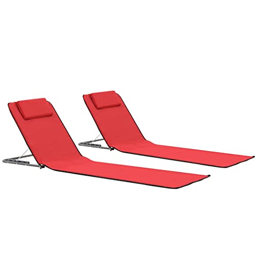 vidaXL 2X Strandmatte Klappbar Rot Sonnenliege Strandliege Gartenliege Liege