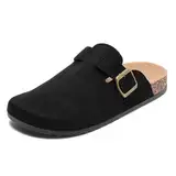 Clogs für Damen und Herren, Leder Hausschuhe mit Fußbett, Geschlossene Pantoletten und Gartenschuhe Sommer Sandalen in den Größen 36-46