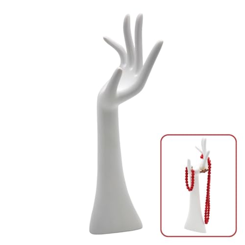 TOPANBIETER 999 Schmuckhand Schmuckhalter im weißen Handformat für Armbänder, Ketten, Ringe etc.