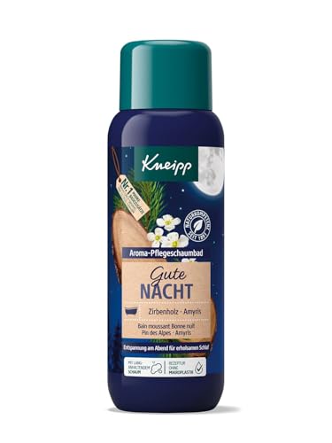 Kneipp Aroma-Pflegeschaumbad Gute Nacht - Badezusatz mit ätherischen Ölen aus Zirbenholz & Amyris für einen erholsamen Schlaf - Entspannung pur - 400ml