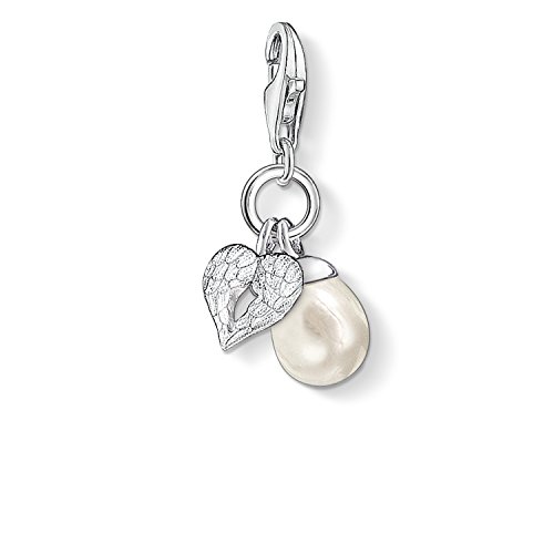 Thomas Sabo Damen Charm-Anhänger Perle mit Herz Flügel Charm Club 925 Sterling Silber 0779-082-14